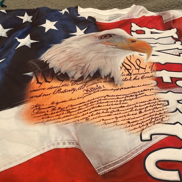 American Summer Flag Shirt Size Medium Short Sleeve - Picture 9 of 9